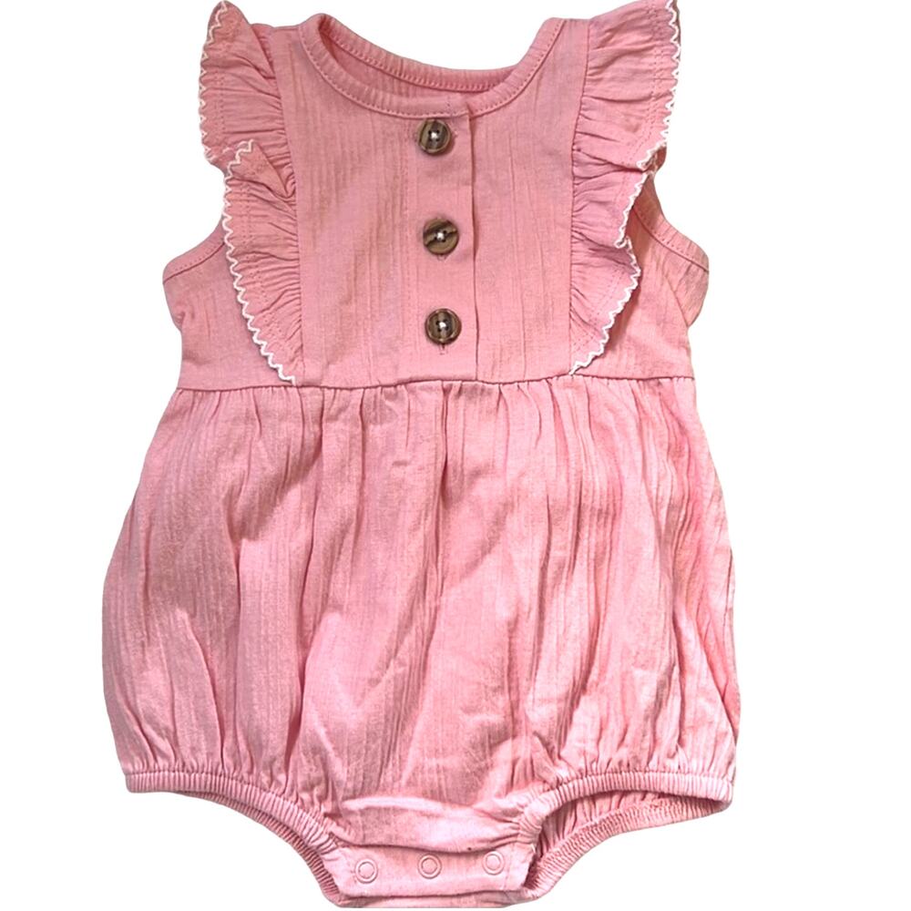 Baby 3-6 months Girl Ruffle Sleeve Button Front One Piece Outfit